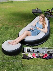 1pc Home Relaxation Essential Double Inflatable Sofa, Soft And Comfortable, Can Be Used As Living Room Sofa Bed Or Inflatable Mattress, Pool Garden Camping Equipment, Indoor Outdoor, Back To School Gift, Random Color - Multicolor - View 9