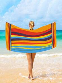 1pc Simple Striped Beach Towel, Extra Large Microfiber Quick Dry Water Absorbent Beach Towel, Anti-Sand Beach Blanket, Suitable For Travel, Swimming Pool, Yoga, Gym, Beach, Holiday Essentials (Single-Sided Printed), Beach Accessories, Pool Float - Large Beach Towels, Microfiber Beach Towel, Round Beach Towel, Striped Beach Towel, Good For The Beach, Dries Fast, Soft Beach Towel, Summer Essential, Cute Beach Towel, Cruise Essentials, Pool Essentials, Vacation Essentials, Camping Essentials, Beach Essentials, Beach Accessories For Women, Beach Towels Oversized - Color - 查看 6