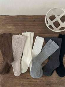 1 Pasang Kaos Kaki Anak Warna Polos Setinggi Betis, Cocok Untuk Anak Laki-Laki dan Perempuan, Pemakaian Sehari-hari, Musim Semi/Musim Gugur - MultiWarna - View 2