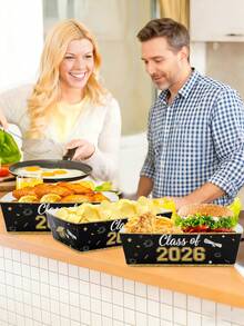 10pcs/20pcs/30pcs Class Of 2026 Graduation Paper Food Boxes Black Gold Glitter Grad Party Potato Chips Paper Boxes With Graduation Cap Pattern 4.7 X 3.1x 1.5Sin Containers For Nachos,Fries,Tacos,Graduation Party Decor Senior Celebration Supplies - Multicolor - View 6