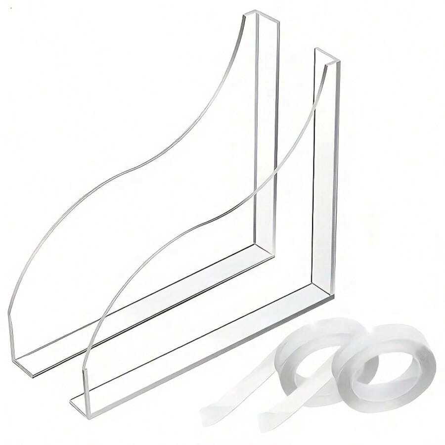 2pcs Bathtub Splash Guard - Transparent Plastic Shower Splash Cover, Self-Adhesive Waterproof Bathtub Splash Barrier, Easy To Install, For Bathroom Protection, Bathroom Decor, Fall Decor, Bathroom Accessories, Back To School - Multicolor - View 1