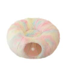 Túnel de cama de peluche para gatos con cojín, túnel de juego para mascotas de peluche suave y multifuncional, desmontable y lavable, ayuda a promover un sueño profundo - Multicolor - Ver 7