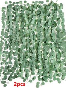 2/6/12 pièces Couronne de feuilles d'eucalyptus artificielles, couronne de plantes vertes de bureau, convient pour le mariage, la fête, la chambre à coucher, le mur, la décoration de la pièce, la table, la cheminée, les plantes artificielles (en raison de l'éclairage, de l'affichage, etc., il peut y avoir une légère différence de couleur par rapport au produit réel, le processus d'assemblage, un tirage fort peut causer des dommages, veuillez y réfléchir attentivement avant d'acheter) - Vert - Voir 11