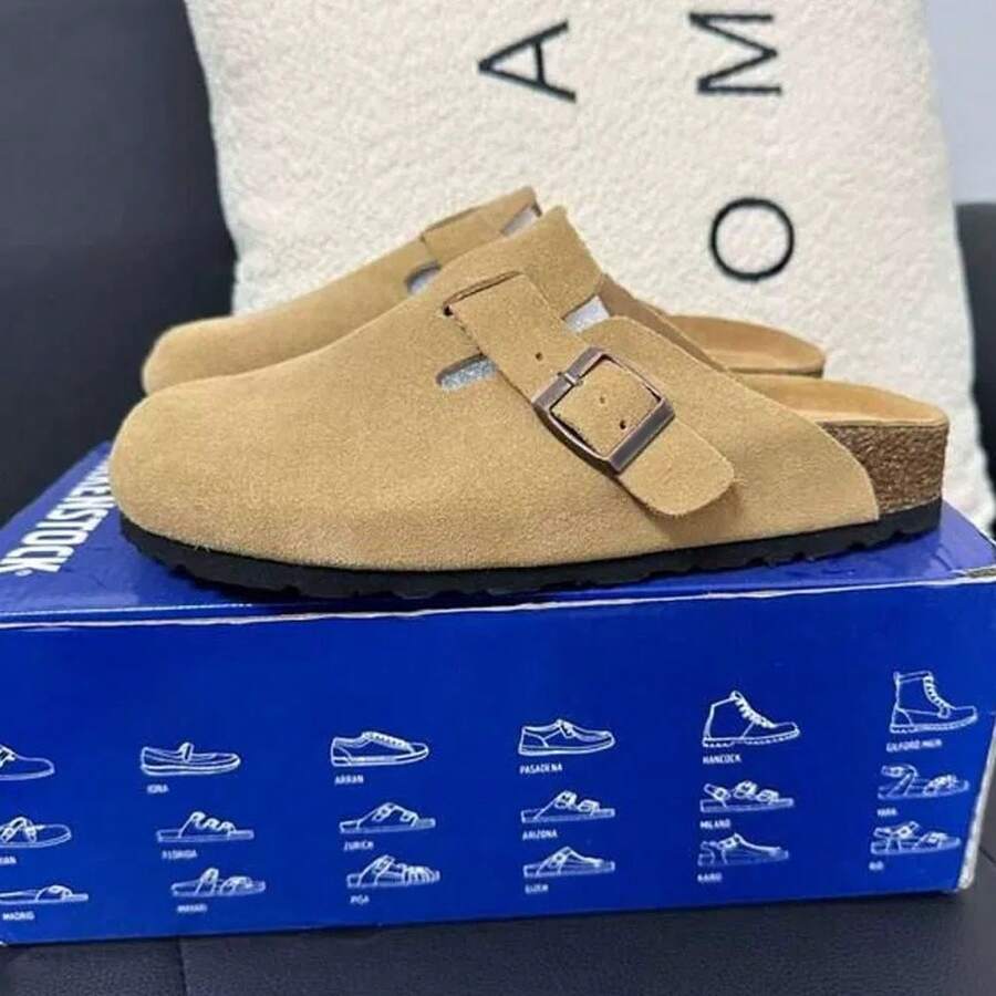 Boston Unisex Buckle Clogs With Arch Support, Soft Cork Sole, Mules, Stylish Platform Beach Sandals, Platform Outdoor Slippers. - 藏蓝色 - 查看 1