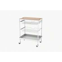 Carro de Servicio Multiusos de Cocina Carro De Almacenamiento 3 Niveles Carrito de Bar Hecho de Acero Inoxidable Hierro y Madera con Asas Ruedas y Frenos Color Blanco WK-03  855594 - como en la foto - Ver 3