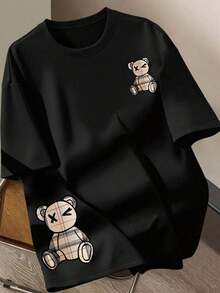 Nuevas  de moda365t Camiseta de manga corta con cuello redondo y estampado floral informal para mujer, Verano - Negro 2 - Ver 8