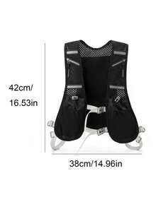 Colete de Corrida Ultraligeiro de Alta Capacidade com Faixas Refletivas e Design de Múltiplos Bolsos, Cinta Ajustável na Cintura, Mochila Hidratante de Tecido de Malha Respirável Adequada para Corredores Masculinos e Femininos, Maratona, Trail Running, Ciclismo, Caminhada e Esportes ao Ar Livre - Preto - Visão 3