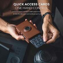 VULKIT - Cartera desplegable para hombre AirTag con bloqueo RFID cartera de cuero para dinero en efectivo y tarjetas de crédito regalo minimalista para hombre Airtag no incluido Marr�n 10.6 x - Marrn - Ver 2