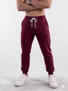 Men's Sweatpants, Winter Fashion, Cold Weather - Quần nỉ nam màu đỏ tía - Xem 2