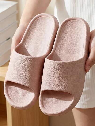 All-Season New Leather Texture EVA Slippers - Comfortable, Non-Slip, Lightweight, Breathable Soft Sole Solid Color Slippers, Fashionable High-End Sandals, Non-Slip Anti-Odor Bathroom Indoor Slippers, Minimalist Texture Design, Suitable For Couples, Family, Bathroom, Outdoor And Guests
