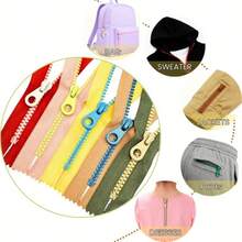 4pcs/8pcs #5 Resin Zippers With Contrast Color Design, Available In Multiple Sizes, Suitable For Home Sewing - F - View 6