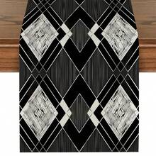 1 pieza Camino de mesa con estilo bohemio y patrón geométrico abstracto, disponible en múltiples tamaños, adecuado para comedor del hogar, decoración de cocina, decoración del hogar, fiestas al aire libre y decoración de restaurantes, con apariencia de textura de lino - Multicolor - Ver 20
