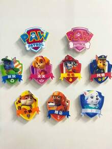 7/8/9pcs Paw Patrol Refrigerator Magnets/Stickers Ideal For Photo Wall Plant Board And Reminder Notes Perfect Home Decor For Kitchen Adding Fun To Refrigerator Or Magnetic Surfaces - Multicolor - View 9