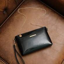 Mini PU Leather Minimalist Crystal Pearlescent Changeable Color Shoulder Handbag Crossbody Chain Bag - Teal Blue - View 10