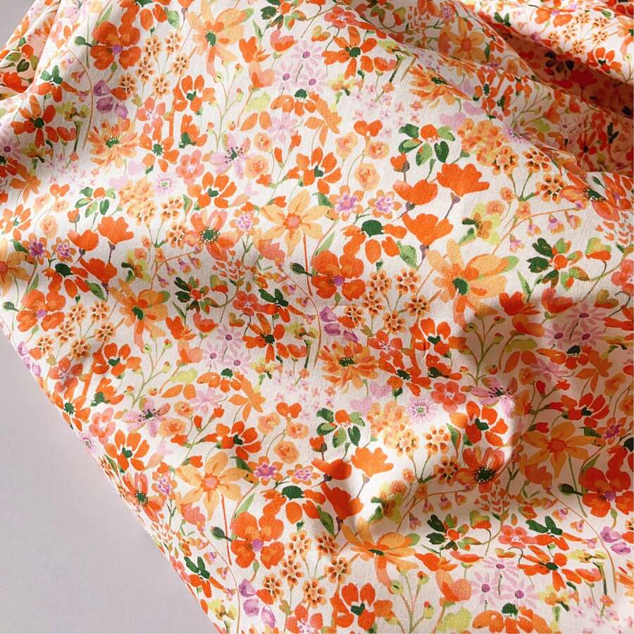 Vải satin cotton in hoa cao cấp mềm mại, tinh tế, kích thước 50/100/200/300*145cm, thích hợp cho thiết kế quần áo thời trang và thủ công mỹ nghệ tự làm trong mọi mùa