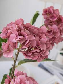 1/3/6pcs Artificial Hydrangea Flower Bouquet, Fake Floral Plant, Room Decor, Autumn Decor, Garden Autumn Decor, Centerpiece, Birthday Party Decor, Wedding Flower Basket, Bridal Bouquet, Home Decor, Restaurant, Bedroom, Windowsill Decor, Vase Decor, Valentine's Day Gift, New Year Decor, Outdoor Garden, Back To School - Red Bean Paste - View 5