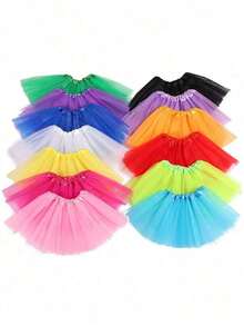 1pc Women Adult Fluffy 3-Layer Tulle Skirt With, Retro 80s Run Party Ballet Costume, Girls Puffy Tutu Skirt Spring Summer Autumn Winter - 40cm Skirt Length - View 1