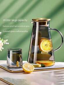 1 Piece 2026 New Product High-Temperature Resistant Glass Cold Water Bottle, Large-Capacity Household Water Cup, Fruit Teapot, High Borosilicate Heat-Resistant Pot, Transparent Glass Milk Juice Drink Pot, Hotel, Mall, Shop Supplies. - Multicolor - View 4