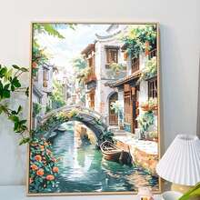 16x20英寸成人数码油画套装 - 画布、简易丙烯颜料套装（含画笔和颜料），是家居装饰、生日、父亲节、圣诞节、母亲节、情人节的理想礼物 - 彩色 - 查看 4