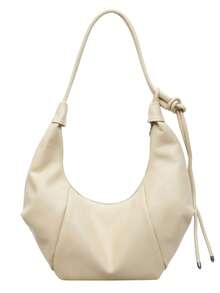 1 pezzo Borsa a spalla in PU tinta unita, borsa a mezzaluna di grande capacità alla moda, adatta per donne adulte, abbigliamento elegante e shopping all'aperto - Butter Yellow - Visualizzare 7