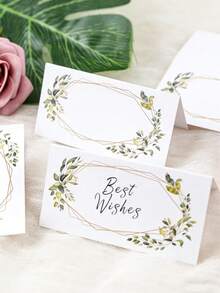 50pcs/10pcs Green Leaf & Gold Frame Place Cards - Green Leaf & Gold Frame Design (Blank) Seating Cards, Suitable For Mother's Day, Weddings, Graduation Season, Themed Parties, Birthday Parties, Anniversaries, And Bachelor/Bachelorette Parties. - One Size Fits All - View 5