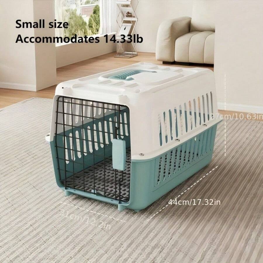 Airline- Portable Pet Carrier For Cats & Small Dogs - Airplane Cabin Crate With Dividers, Sturdy Breathable Travel Carrier, Available In Various Sizes (Car & Air Transport) - For Cats And Small Pets - 藍色S - 查看 1