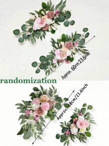 婚礼拱门背景架 - 婚礼拱门花卉、人造勃艮第婚礼花卉、婚礼迎宾牌装饰和婚礼接待拱门花卉（金色婚礼气球拱门背景架、方形拱门框架、适用于生日派对、新娘送礼会和仪式装饰、粉色） - 拱門模擬花-粉紅色 - 查看 4