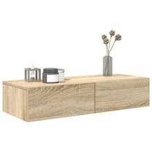Estantería de pared con cajones, roble Sonoma, 80x33x17 cm, madera de ingeniería. - 1PC - Ver 3