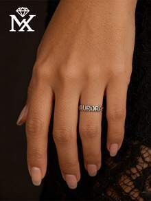 1pc Customized Ring With English Name, Cute Font Couple Rings, Personalized Name Rings, Thin Customized Rings, Stackable Engraved Rings, Anniversary Gift - Multicolor - View 3