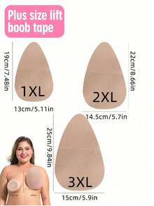 10/2pcs Seamless Invisible Lift Strapless Bra, Nude, Brown, Black, Suitable For B-E Cup Plus Size, Beach Essentials, Pool Float - Multicolor - View 2