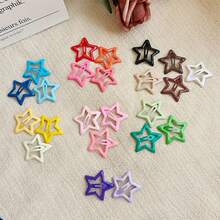 50/100pcs Y2K Star Hair Clips - Hollow Cute Metal Non-Slip Star Bangs Clips, Pastel & Neon Color Pointed Design, Suitable For Women Daily Hairstyles, Ponytail, Bun, Chignon - Color Mixing - View 7