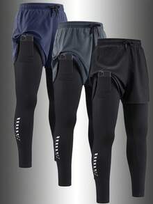 1pc Boyfriend Style Men's Spring/Summer Durable Running Shorts Gym Workout Running Shorts 2 In 1 High Elasticity Jogging Sports Pants - Multicolor - View 9