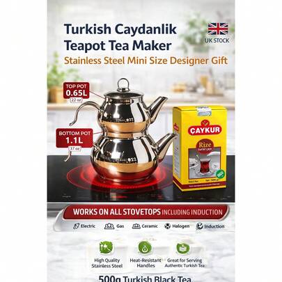 Traditional Turkish Caydanlik Teapot Tea Maker Stainless Steel From UK