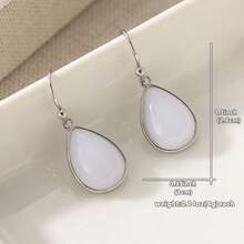 Đôi bông tai hình giọt nước màu trắng kiểu retro thời trang với mặt dây chuyền thanh lịch, một lựa chọn quà tặng lý tưởng dành cho phụ nữ. - Bạc - Xem 6