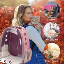 Cat Backpack Carrier, Pet Cat Carrier With Ventilated Design For Carrying Puppy Cats, Pet Carrier Backpack For Traveling/Hiking/Camping/Outdoors Airline Approved Travel Carrier(Pink) - Baby Pink - View 2
