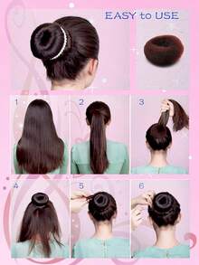 1pc Black Donut Hair Bun Maker Set - Black - View 5