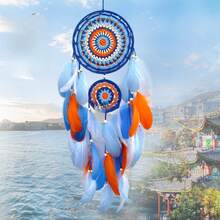 Yunnan  Crochet Feather Dreamcatcher Souvenir - Cloud Wind - Blue - View 3