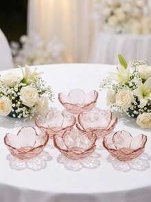 1/3/6/12pcs Glass Cherry Blossom Shaped Decorative Art Candle Holders, Transparent Tabletop Candle Holders, Suitable For Living Room, Dining Room, Wedding Table Decor, Spring & Summer Home Decor, No Battery Or Power Required, Exquisite Home Decor Item, Baby Shower Favor, Reception Table Arrangement, Warm Hospitality, Dining Table Arrangement, Dining Table Decor - Multicolor - View 15