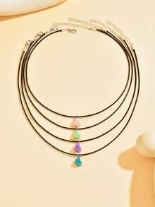 4件套心形吊坠项链，友谊、兄弟姐妹、家庭休闲饰品，适合日常佩戴和节日礼物 - 彩色 - 查看 4