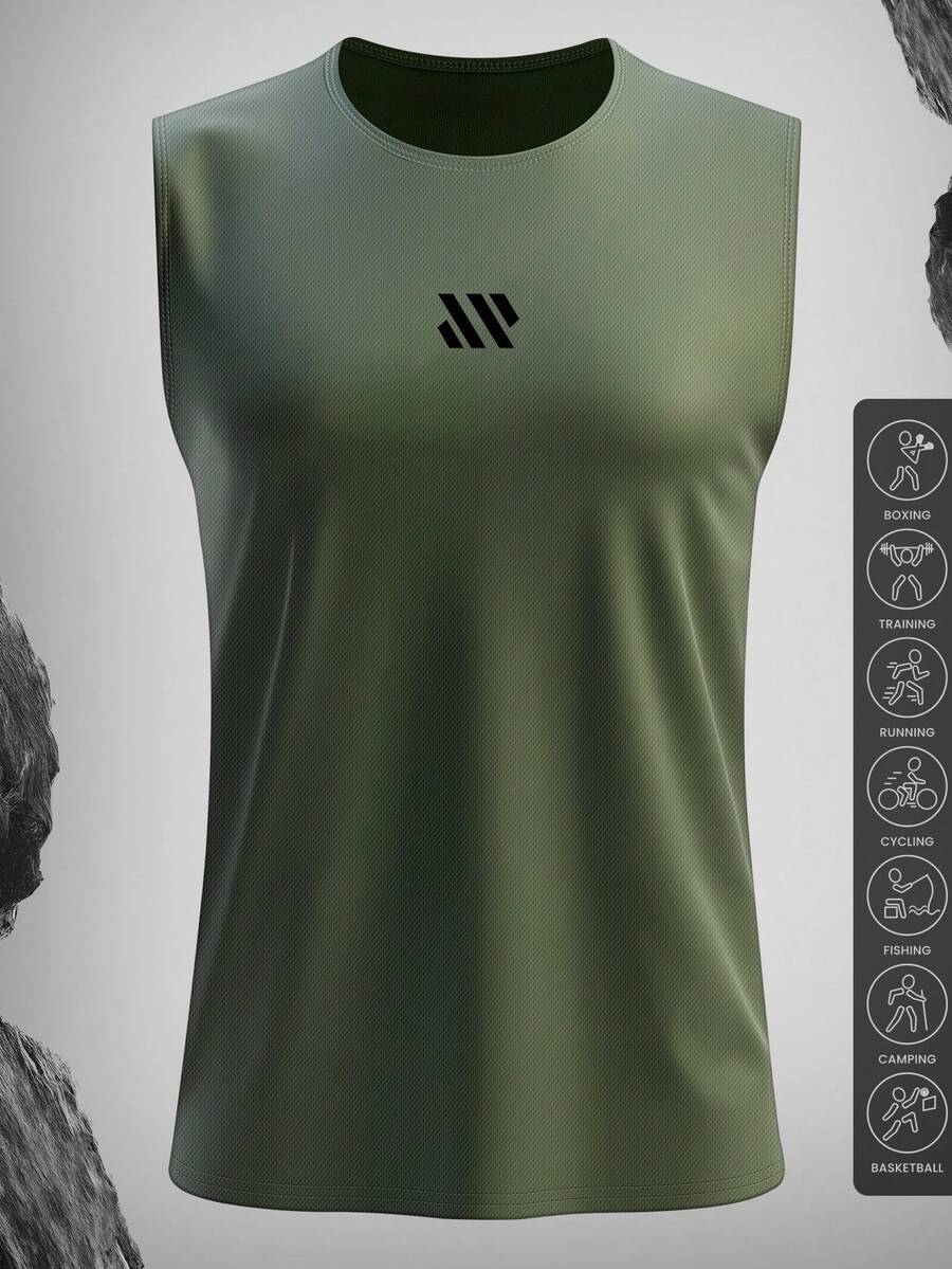 Áo tank top thể thao nam không tay đa năng, thiết kế tối giản, dễ mặc, chất liệu thoáng khí, phù hợp cho chạy bộ ngoài trời, tập gym trong nhà hoặc đi lại trong thành phố, đáp ứng nhiều nhu cầu phối đồ thể thao. - Màu xanh Ô liu - Xem 1