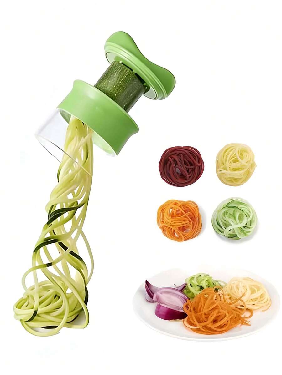 1pc Handheld Spiral Fruit & Vegetable Slicer, Multi-Function Spiral Vegetable Cutter - Handheld Fruit & Vegetable Slicer, Portable Vegetable Noodle Maker (Sharp Cutting), Suitable For Healthy Meal Prep, Salads And Light Cooking, Applicable For Carrots, Cucumbers, Pasta Maker, Salad Tools, Adjustable Spiral Slicer, Salad Tools, Rotary Slicer, Quick Fruit & Vegetable Noodle Maker, Small Kitchen Tool, Summer Kitchen Tool - Multicolor - View 1
