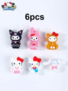 SANRIO 2/4/6pcs Hello Kitty Silicone Bead Decorations, 3D Cute Cartoon Beads Suitable For Making Keychains, Pen Decorations And More - Silicone Charm - View 13