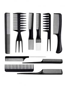 Bộ dụng cụ làm tóc 10 món, bộ lược tạo kiểu đa năng phù hợp sử dụng tại nhà và salon, bộ dụng cụ làm tóc số lượng lớn. - màu đen - Xem 1