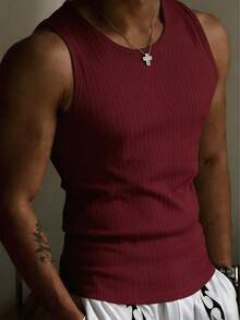 GRDR Men's Summer American Retro Striped Casual Sleeveless Tank Top - Red - View 3