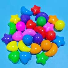 30/50/100 piezas de formas de estrellas y lunas, pelotas de playa de formas surtidas, pelotas de plástico adecuadas para carpas de juegos de fiesta, props de fotos, juguetes de piscina y agua, y decoraciones de fiesta de piscina; formas y colores surtidos - Multicolor - Ver 3
