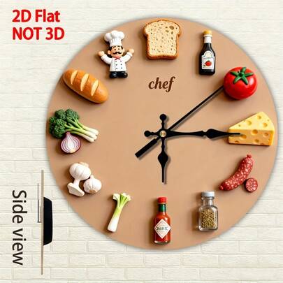 1 Chef-Themed Wooden Wall Clock - Silent Swiss Quartz Movement, 10inch Large Dial, Chef Design (Pots, Pans, Utensils) - Modern Kitchen Decor, Suitable For Living Room, Office - Ideal Gift For Chefs And Home Cooks, Stylish Wall Clock |Full Of Vitality,Battery Operated Wall Clock,Mothers Day, Giftgraduation,Fathers Day Gift,Entryway Furniture,Room Deocr,House Deocr,Classroom Decor,Home Accesssories