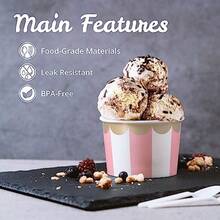 Tazas de helado de papel 50 cuencos desechables de postre de 9 onzas para alimentos fríos o calientes suministros de fiesta de 9 onzas tazas de regalo para Sundae yogur congelado sopa 5 colores - Multicolor - Ver 6