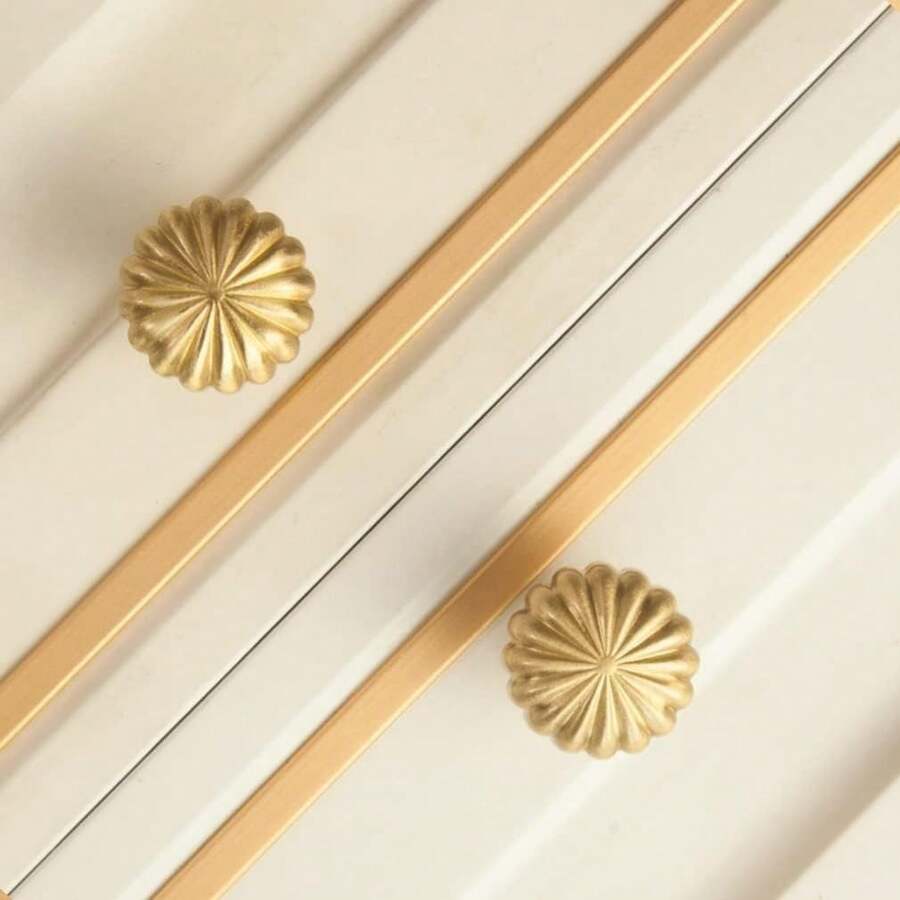 1-10个金色橱柜把手，衣柜拉手，抽屉五金配件，高品质橱柜旋钮，锌合金材质，适用于抽屉、衣柜、橱柜门、厨房橱柜、浴室柜、美式家居装饰，含螺丝 - 彩色 - 查看 1