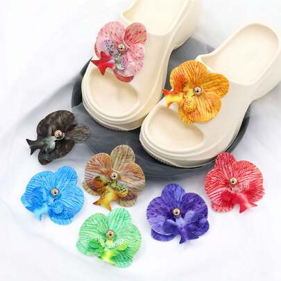 1 chiếc phụ kiện trang trí giày hình hoa lan 3D cho guốc, phụ kiện giày hoa lớn, trang trí dép sandal mùa hè cho nữ và bé gái, quà tặng du lịch.
