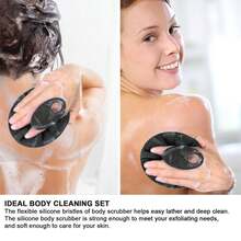 Soft Silicone Handheld Shower Brush, Gentle Exfoliating And Massaging For All Skin Types (Black) - Solid Color - View 4